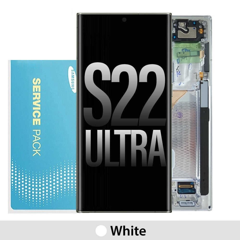 Samsung Galaxy S22 Ultra 5G S908B OLED Screen Replacement Digitizer GH82-27488C/27489C (Gold)-White Samsung Galaxy S22 Ultra 5G S908B OLED Screen Replacement Digitizer GH82-27488C/27489C (Gold)-White